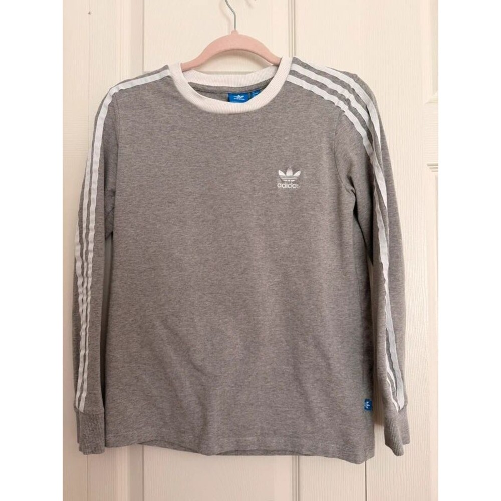 Adidas Originals 3-Stripes Sweatshirt Women’s M Gray Cotton Trefoil